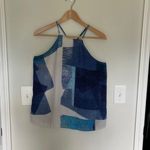 Calvin Klein Jeans Racerback Blue and White Tank Top Sz M